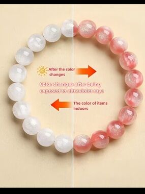 Color-Changing Pink/White Beaded Bracelet for Women